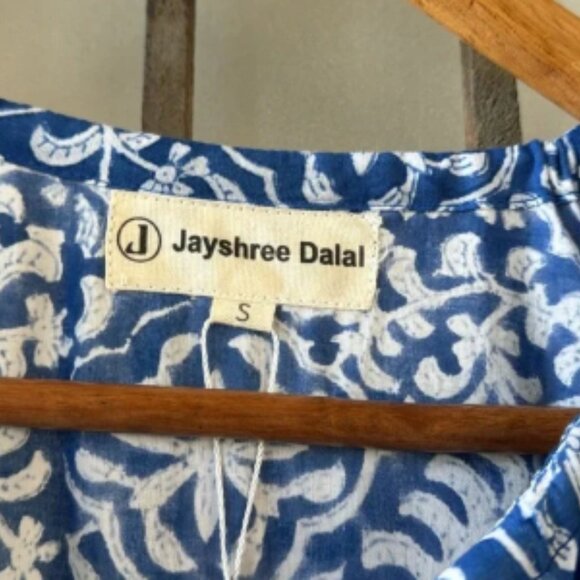 NWT Jayshree Dalal Blue Floral Kaftan Dress - Picture 4 of 6